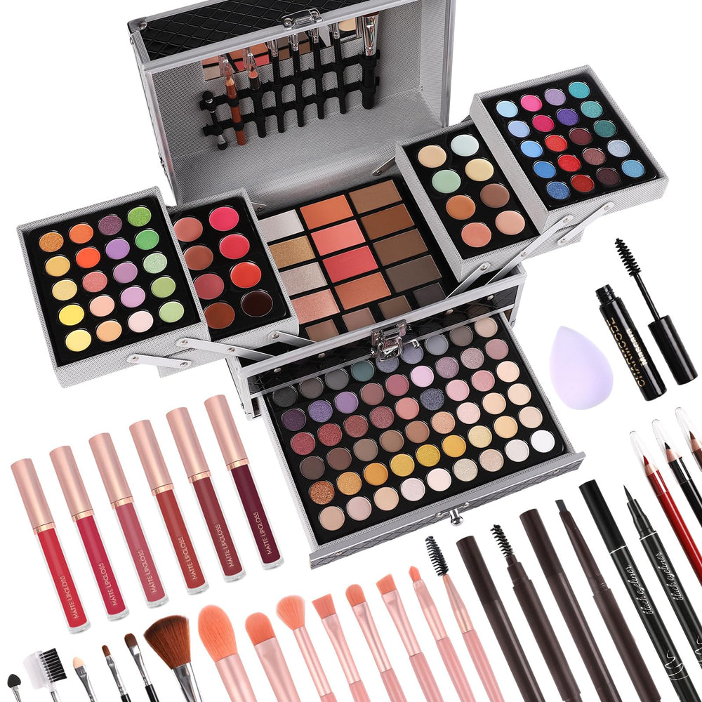 CHARMCODE 132-color makeup box with mirror for versatile looks.