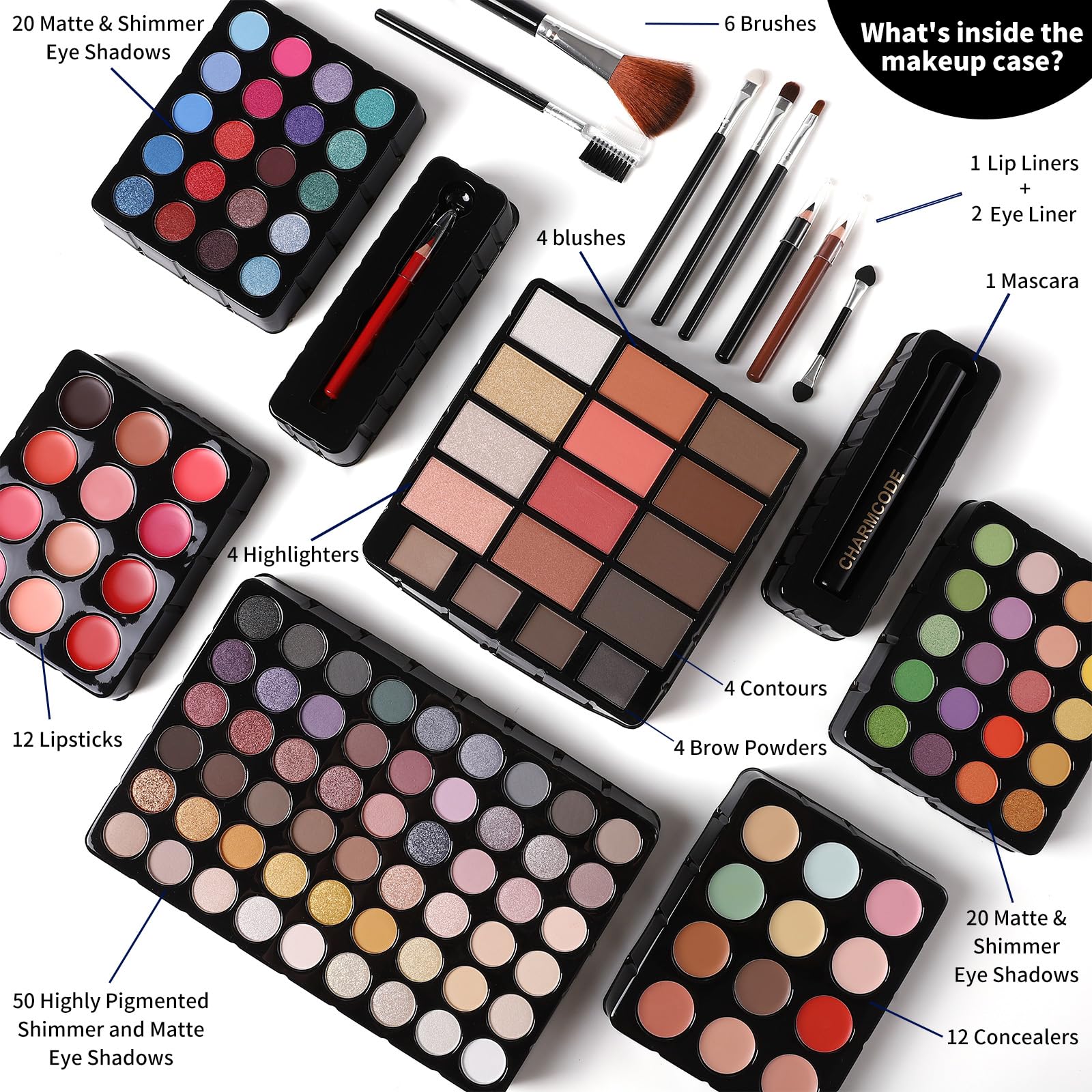 CHARMCODE makeup brush set enables smooth, even application.