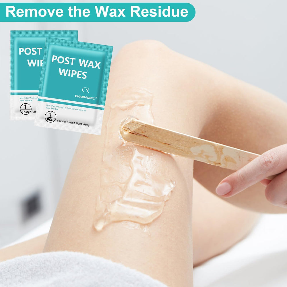 Charmonic post-wax wipes leave skin soft and refreshed after application