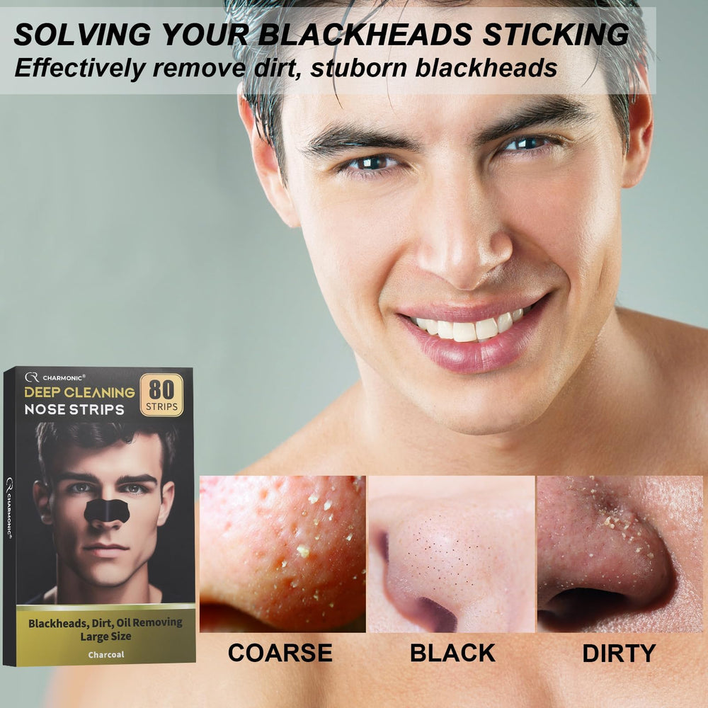 Charmonic nose strip removal closeup highlighting impurities lifted gently.
