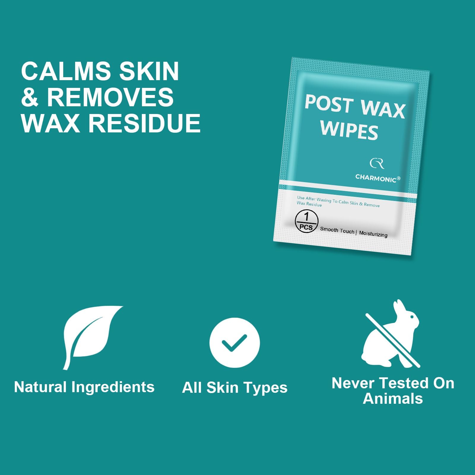 Charmonic post-wax wipes on-the-go pack ideal for travel gym or purse