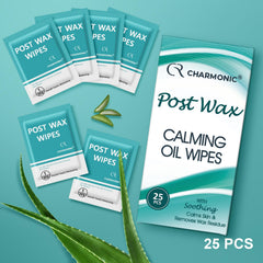Charmonic post-wax wipes pouch in use for quick on-the-go residue removal