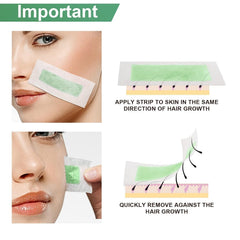 Charmonic facial wax strips application direction demonstrating simple steps