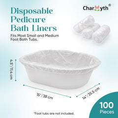 Charmyth Pedi Guard bath liners elastic-band closeup highlights latex-free stretch.