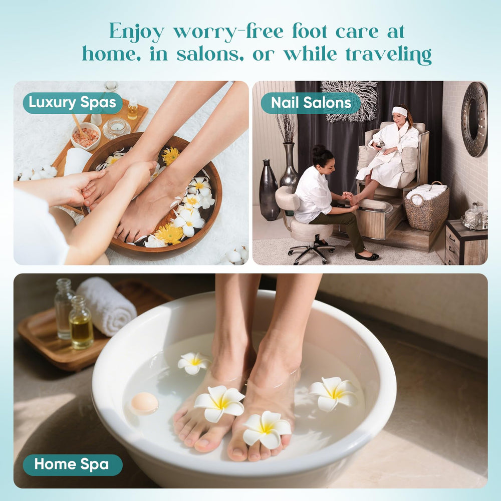 Charmyth Pedi Guard liner in bath setup demonstrates quick cleanup and convenience.