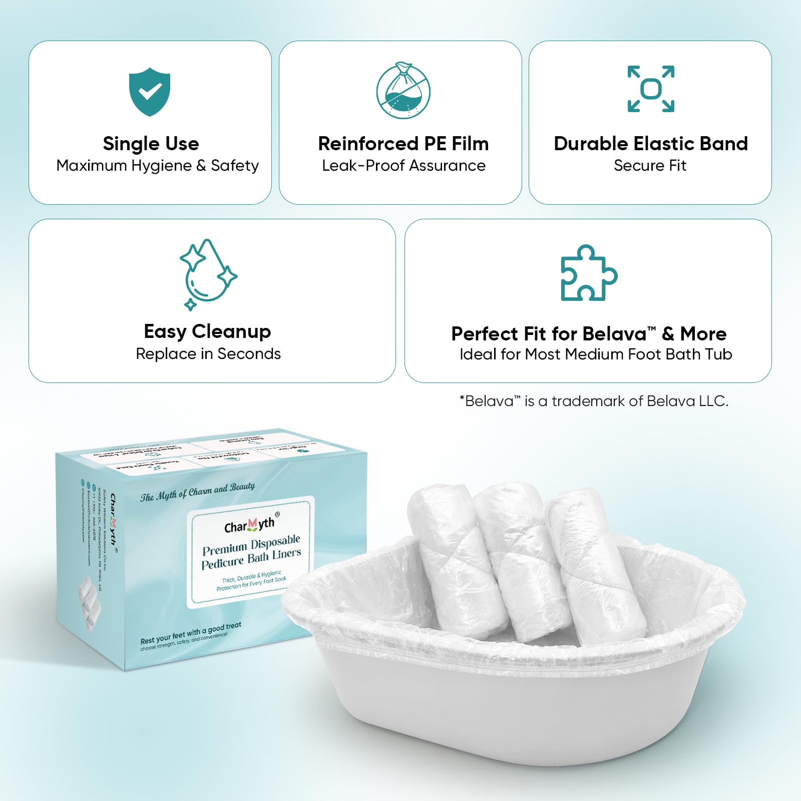 Charmyth Pedi Guard bath liner material clear view showcases durable, leak-resistant design.