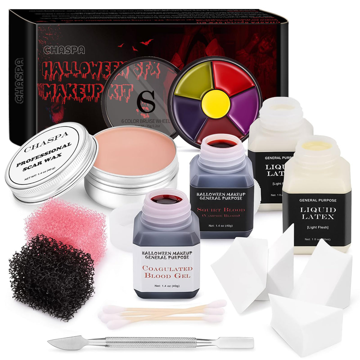 CHASPA Halloween liquid latex kit scar wax for lifelike wounds in cosplay.