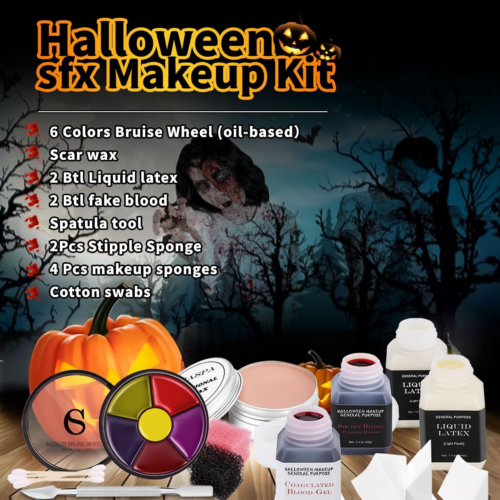 CHASPA liquid latex kit bottles clear for seamless skin blending and scar creation.