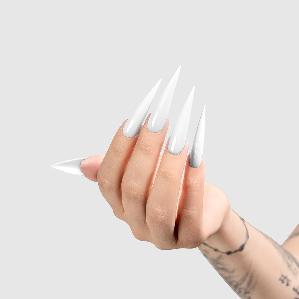 Chaun Legend Can't Elope creamy white nails with high-gloss finish ideal for French tips