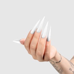 Chaun Legend Can't Elope creamy white nails with high-gloss finish ideal for French tips