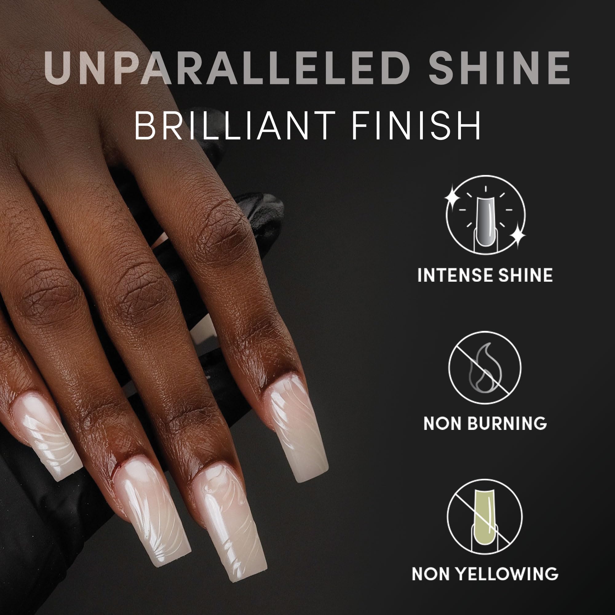 Chaun Legend Non-Wipe Top Coat provides glossy finish without an inhibition layer.