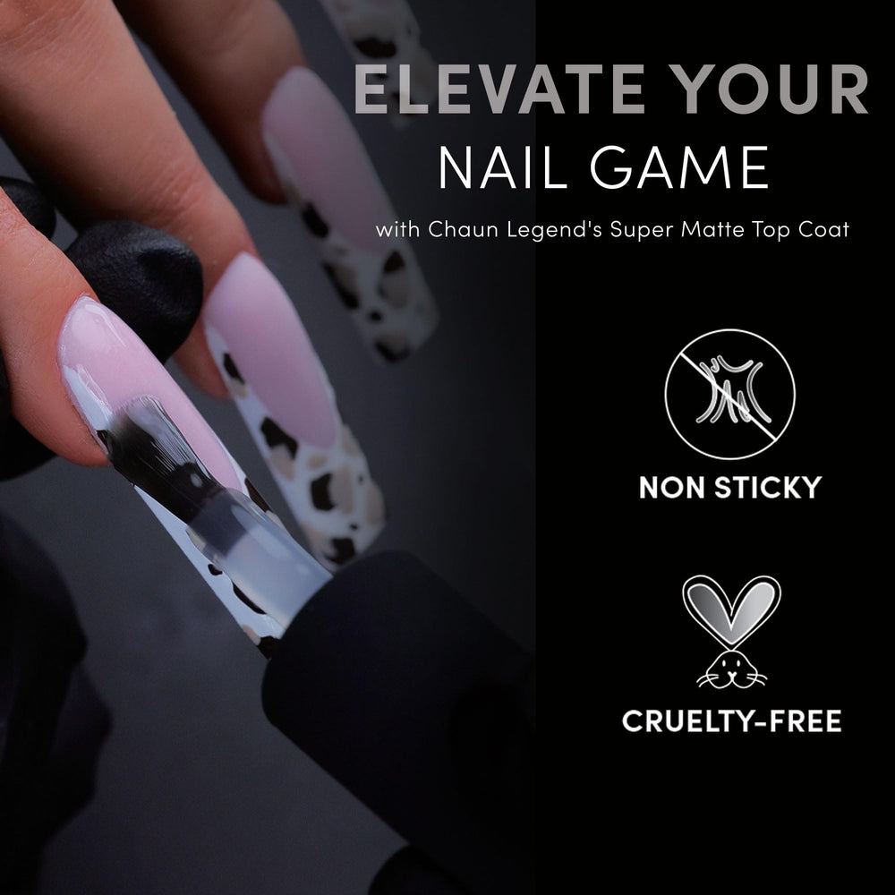 Chaun Legend Velvet Matte Top Coat close-up of ultra-matte finish and long-lasting look.