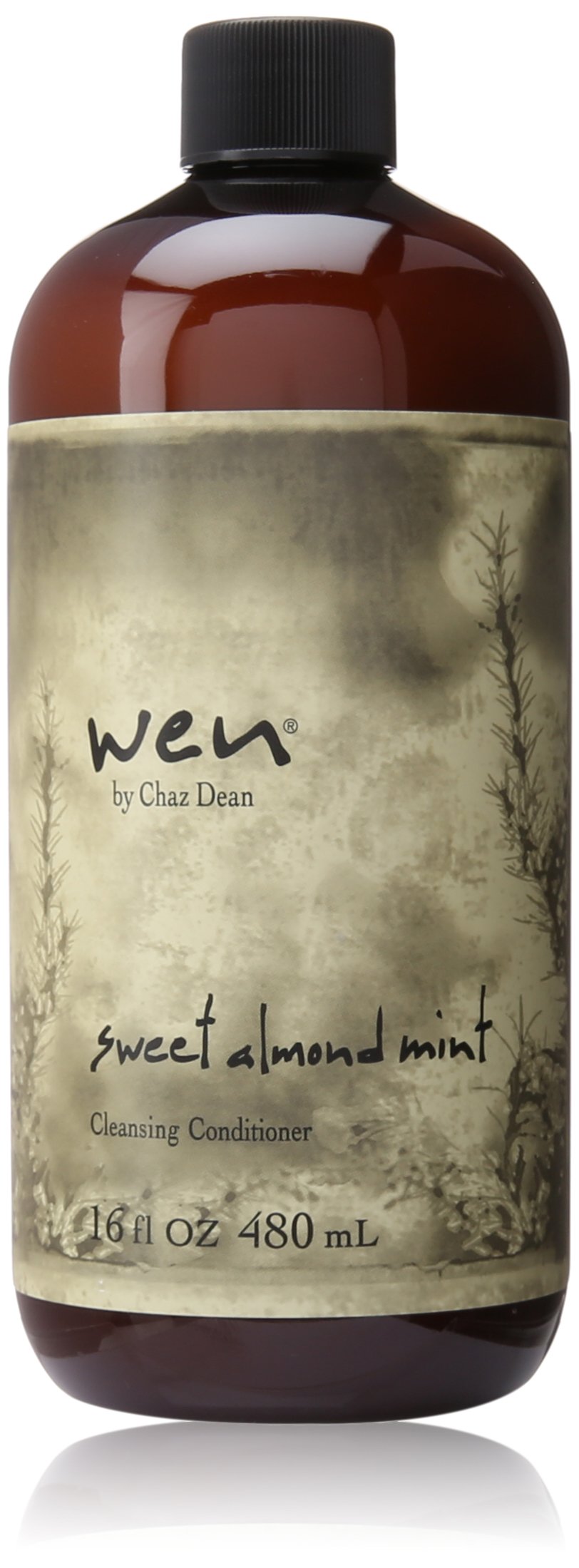 Chaz Dean Wen Sweet Almond Mint bottle promoting hydrating cleanse for all hair types