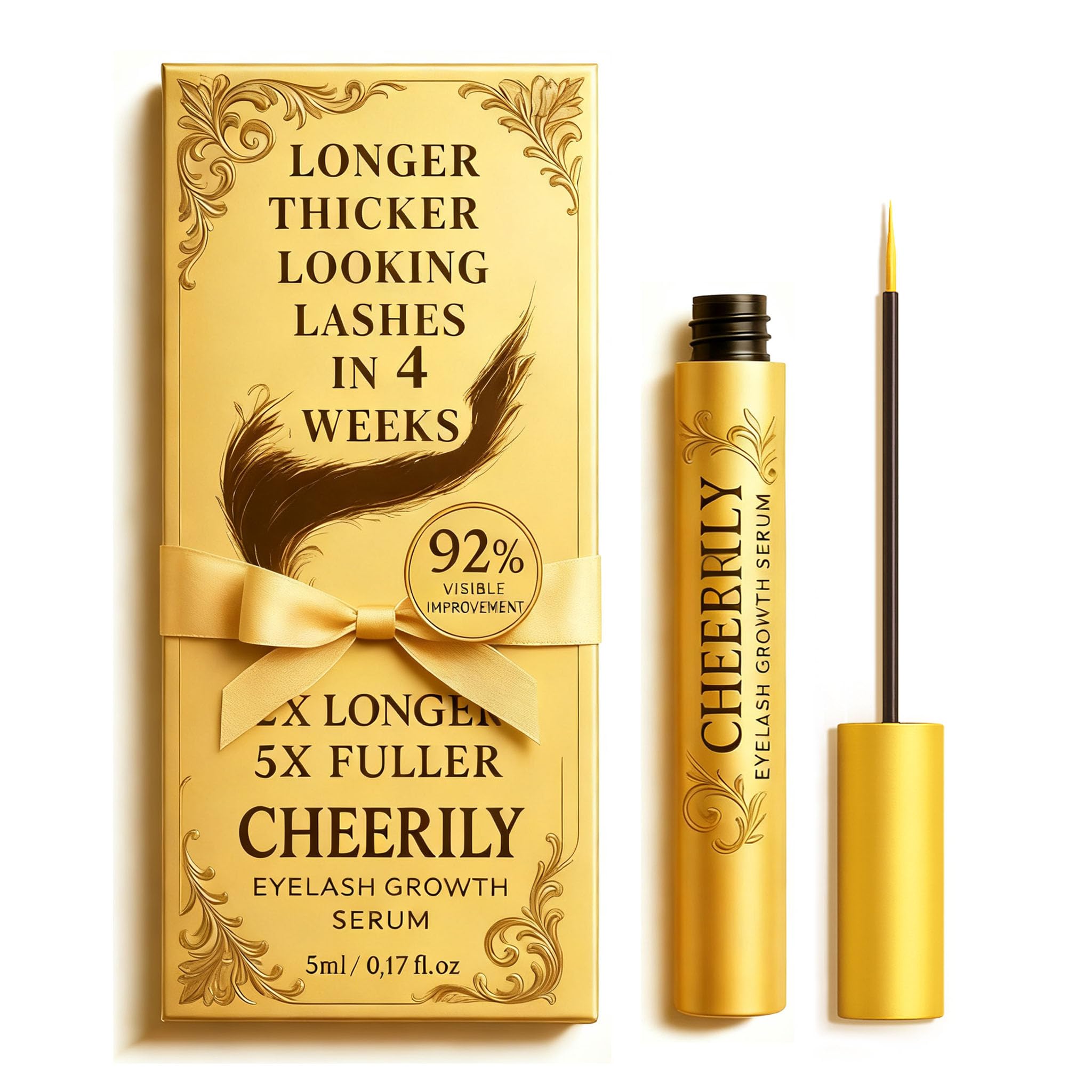 Cheerily Lash Serum bottle close-up highlighting premium packaging and dual-action growth