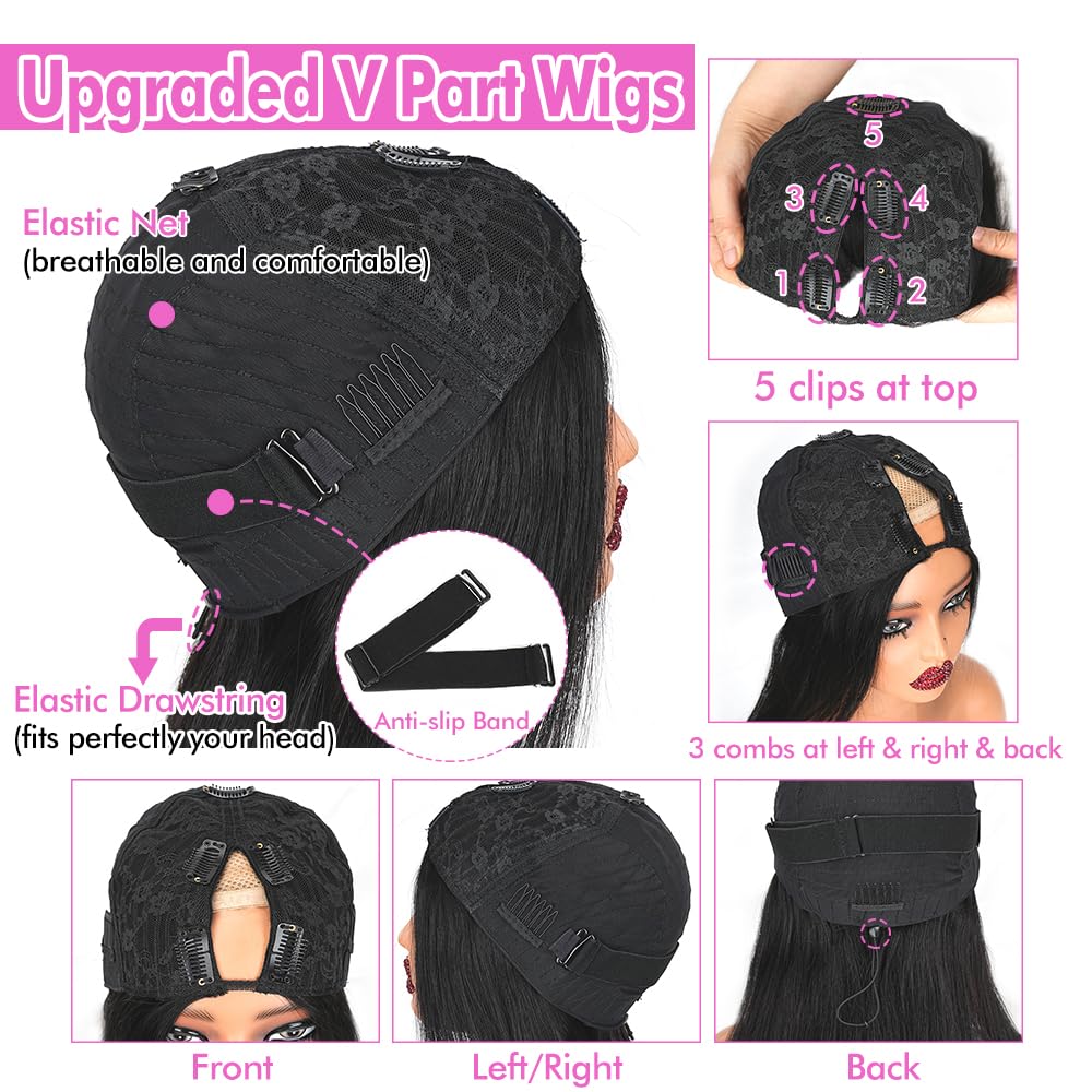 CHEETAHBEAUTY V Part Wig natural-black-18in shows smooth, long, versatile wear.
