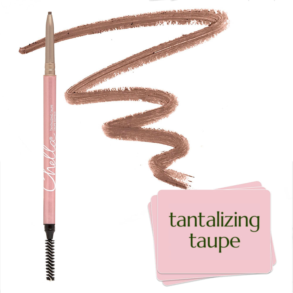 Chella Eyebrow Pencil Taupe packaging shows sleek lid for on-the-go touchups.