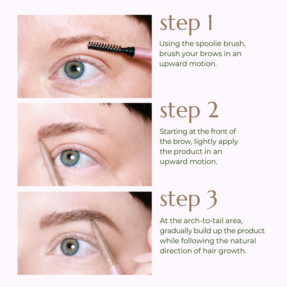 Chella Eyebrow Pencil Taupe swatch on skin shows soft, flattering shade.