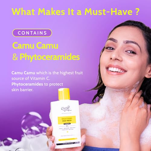Chemist at Play Brightening Body Wash alpha arbutin ingredient highlighted for brightening support.