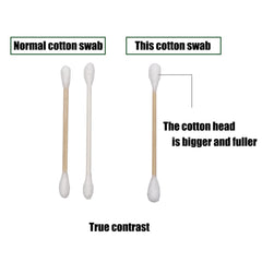 Chenchenchen xl bamboo swabs closeup shows round cotton tip for gentle use.