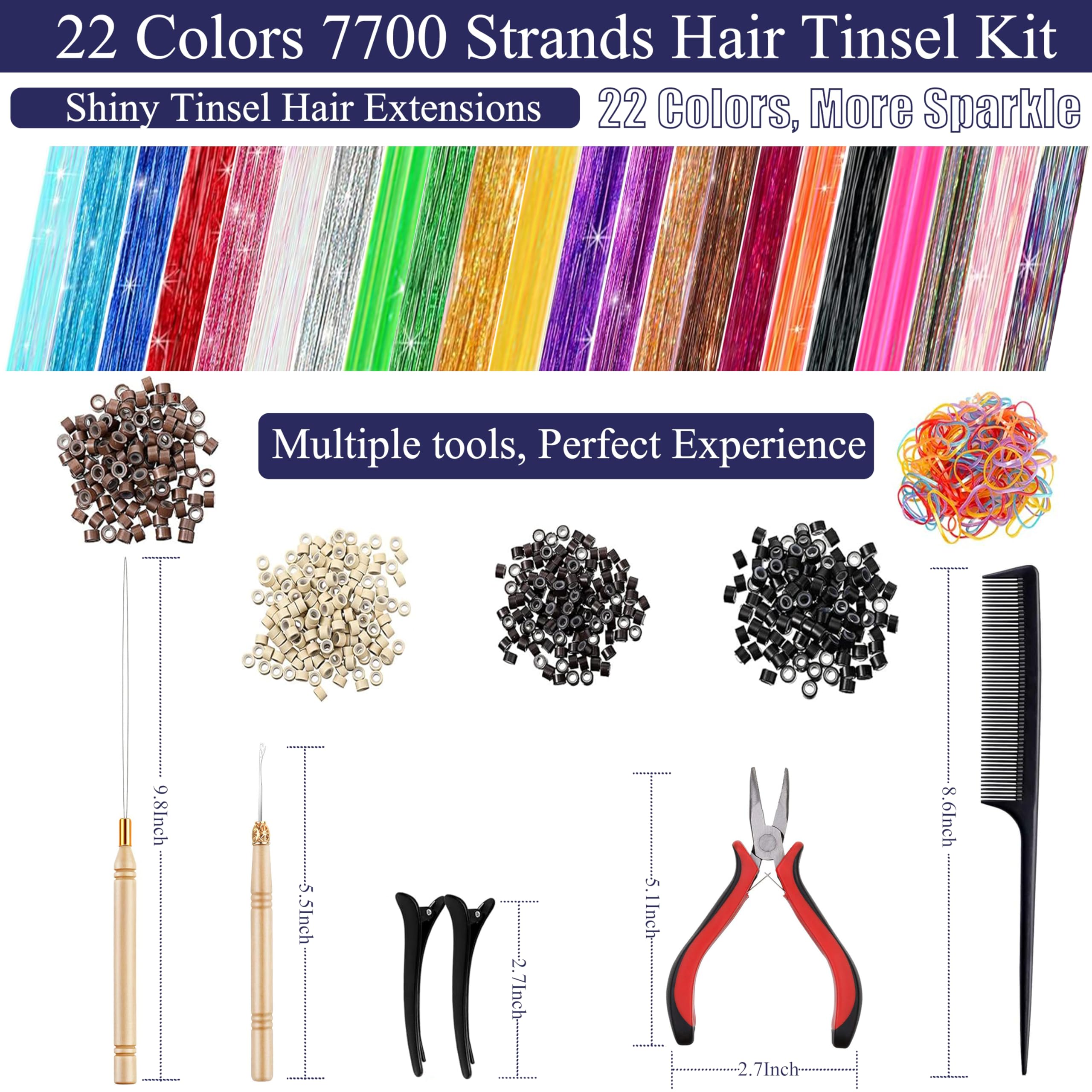 CHENZI 7700 strands hair tinsel kit enables dramatic versatile sparkle