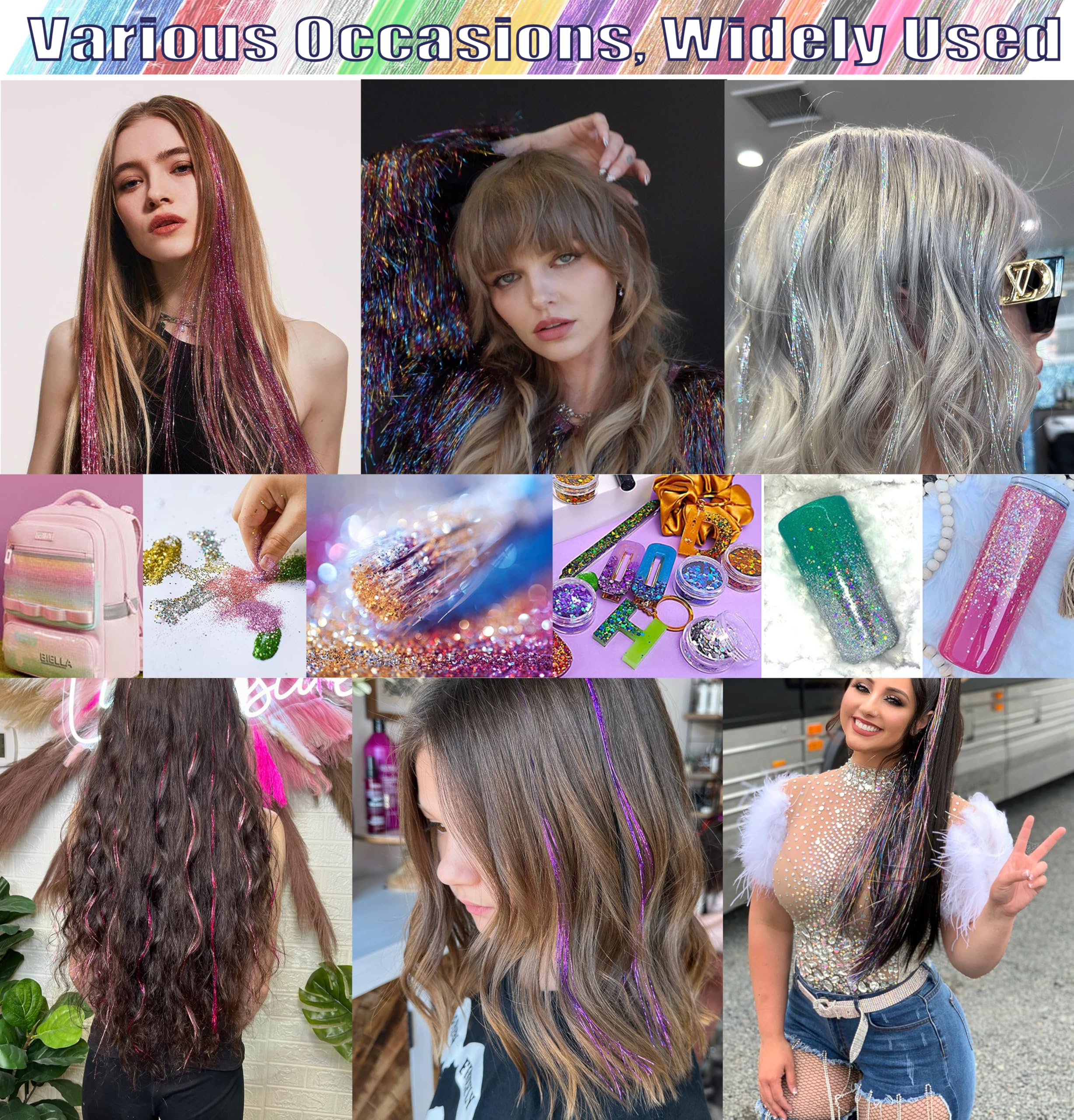 CHENZI festive hair tinsel usage at parties and cosplay for standout looks
