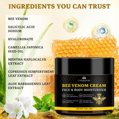 CHEOKINGBA Bee Venom Comprehensive Cream face application swatch illustrates smoothing action.