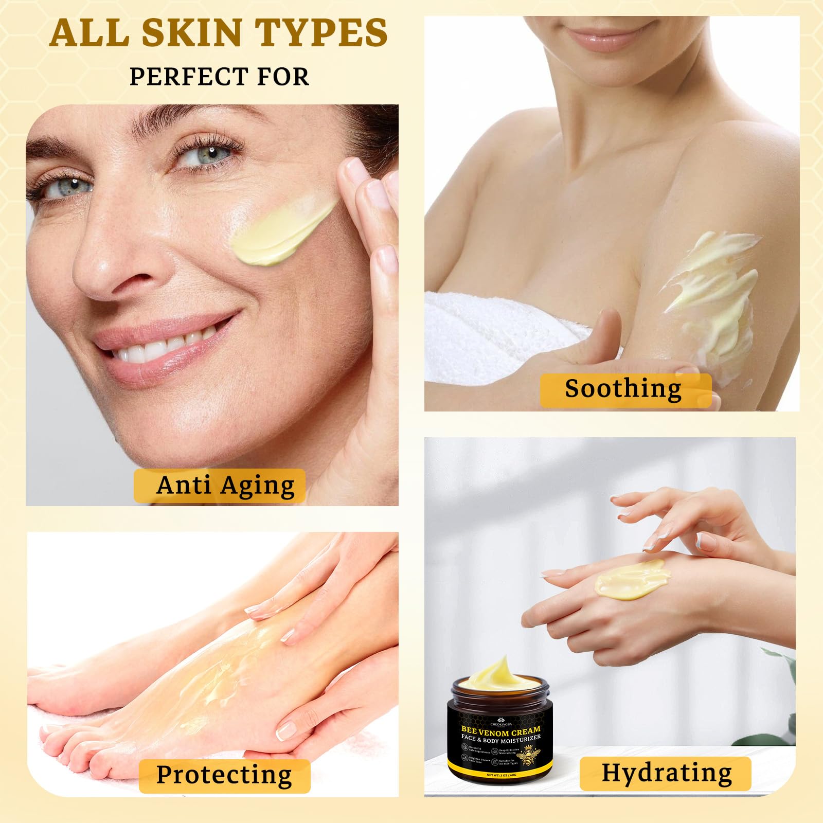 CHEOKINGBA Bee Venom Comprehensive Cream morning routine application on face.