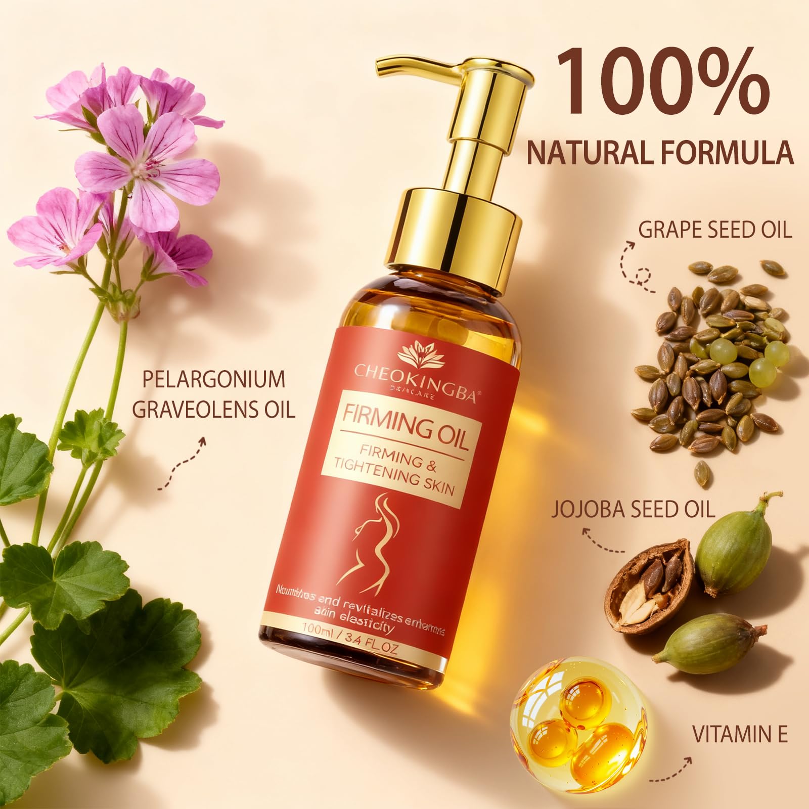 CHEOKINGBA Body Firming Oil absorption close-up demonstrates quick penetration with no sticky residue.