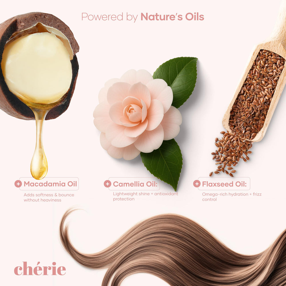 cherie leave-in conditioner mist in hand shows detangling comfort for fine hair