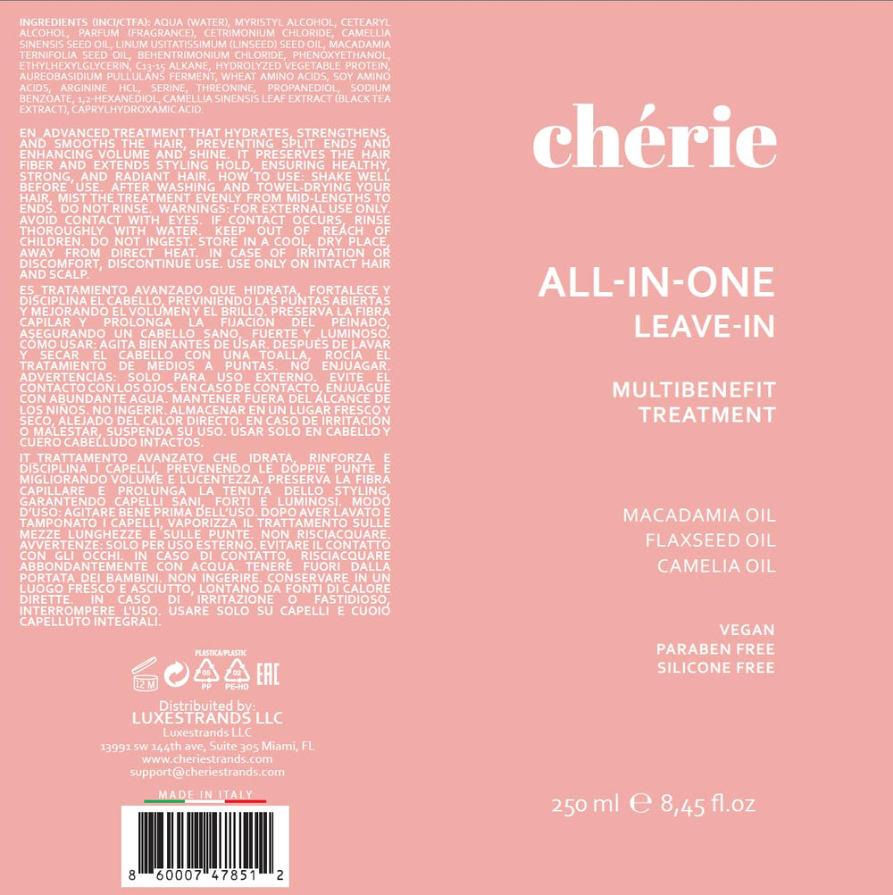 cherie leave-in conditioner no-silicone-paraben formula conveys lightweight, non-greasy finish
