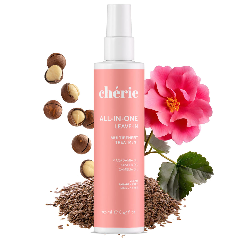 cherie leave-in conditioner spray bottle demonstrates lightweight moisture for dry hair