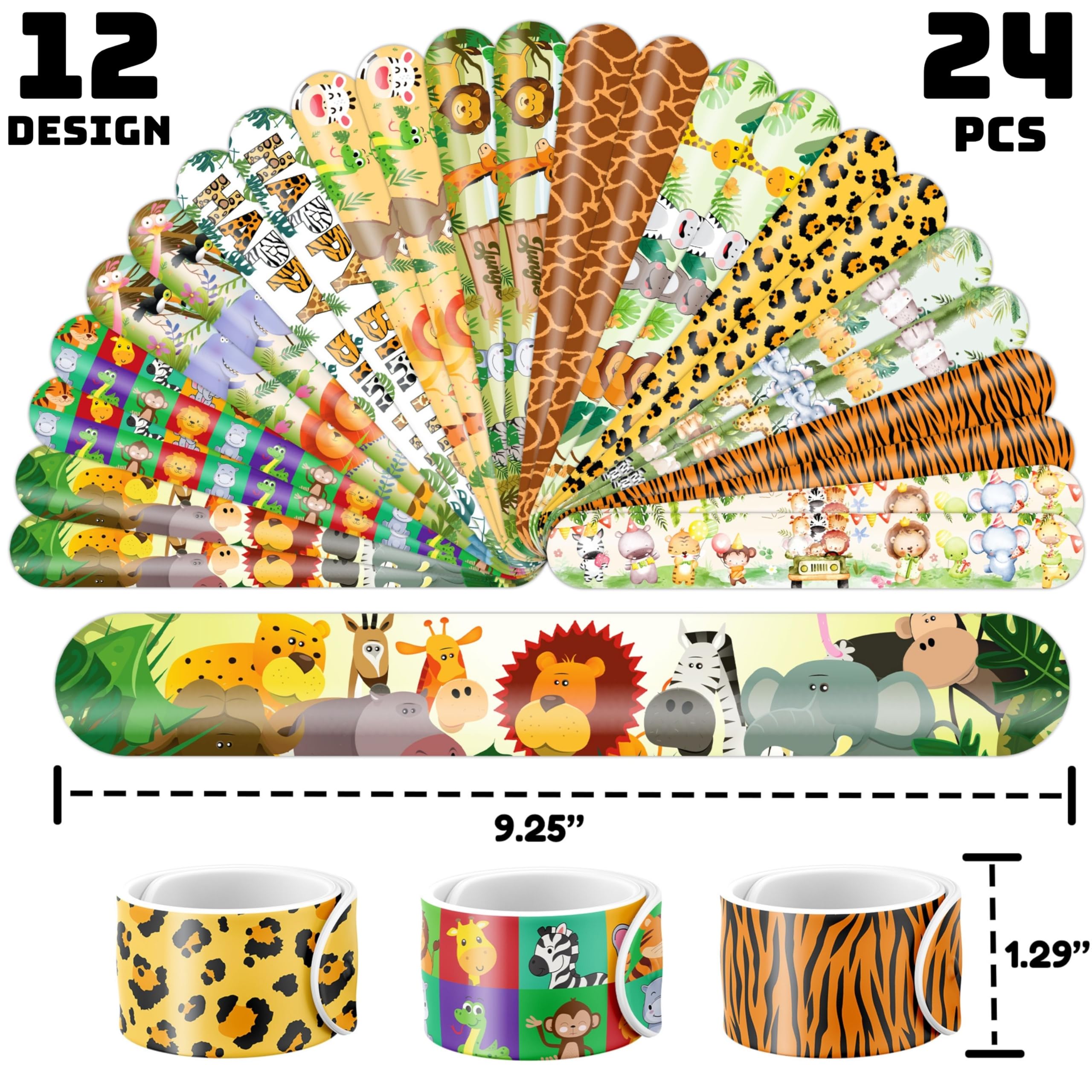 Cherisnowy 24-pack slap bracelets ready for playful wrist wear.