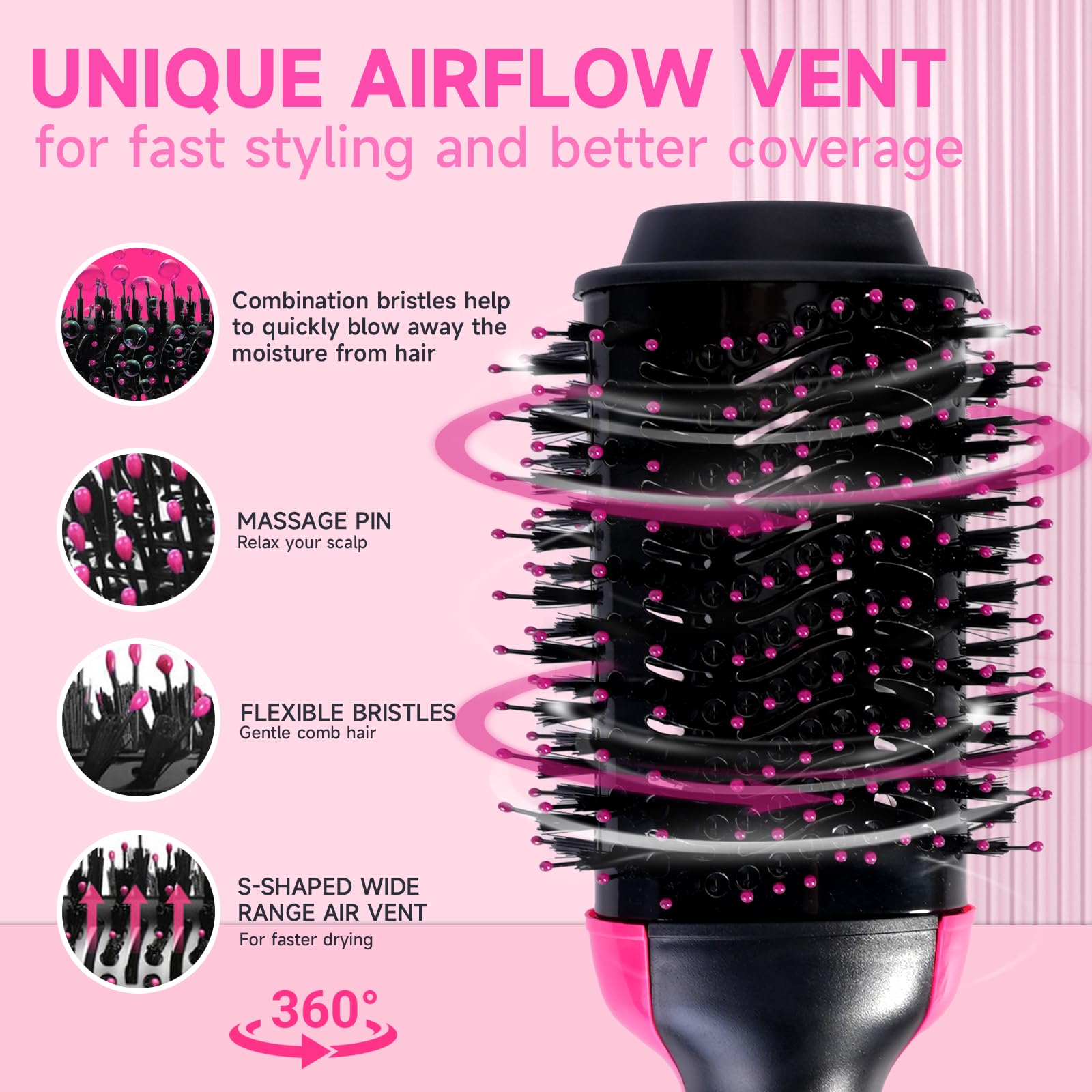 CHERRYSUN 3 heat settings control panel enables customized styling for different hair types.