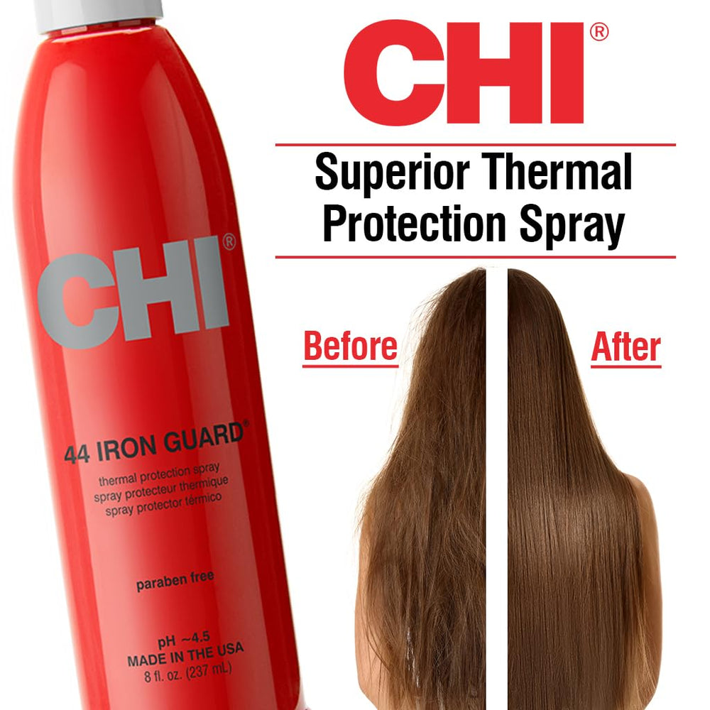 CHI before and after showing reduced frizz and smoother hair