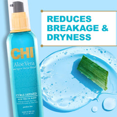 CHI Aloe Vera Oil glossed hair close-up highlighting high-gloss finish.