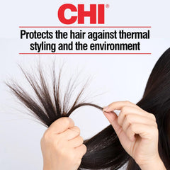 CHI Infra Silk Infusion close-up texture reveals silky strands ready for manageability.