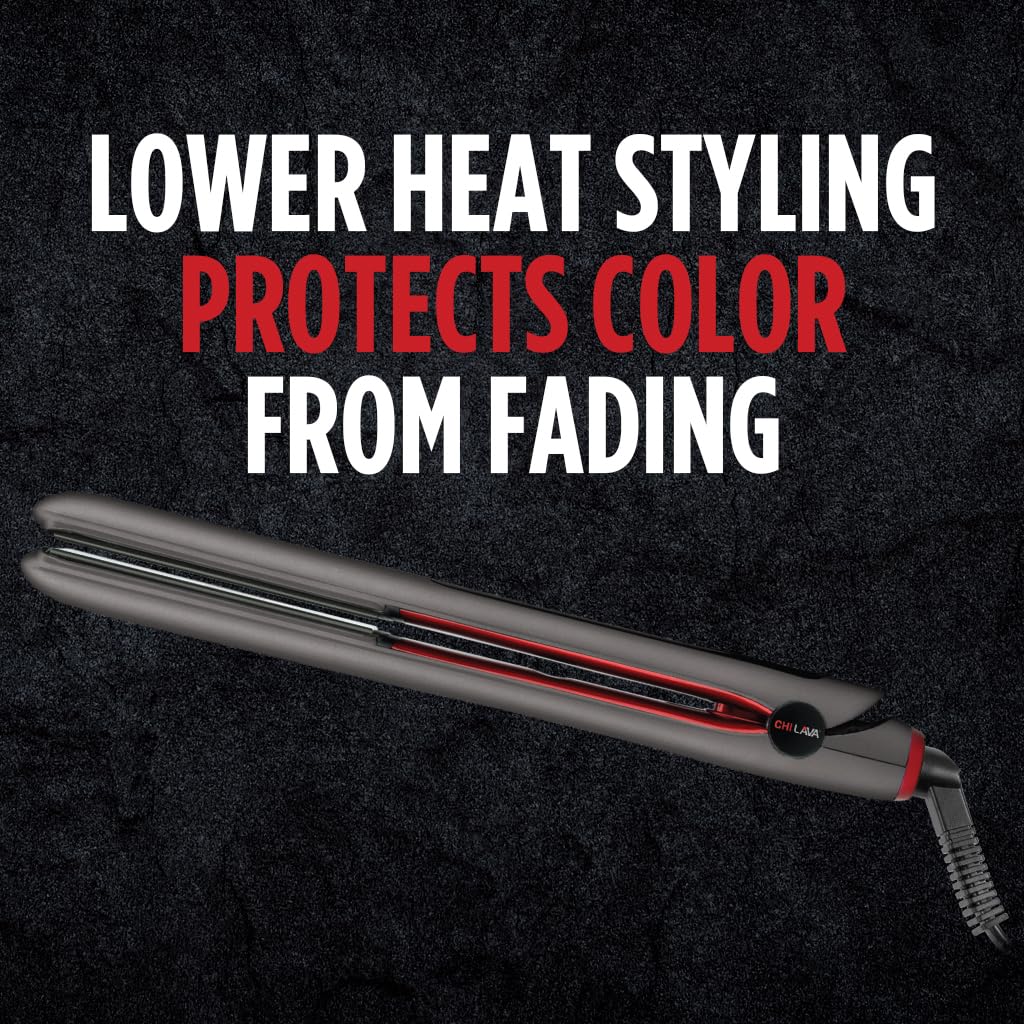 CHI Lava 2.0 iron styling options demonstrate straightening, curling, and flipping.