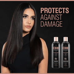 CHI Luxury Black Seed Oil Conditioner bottle delivers deep hydration for softer, smoother strands.