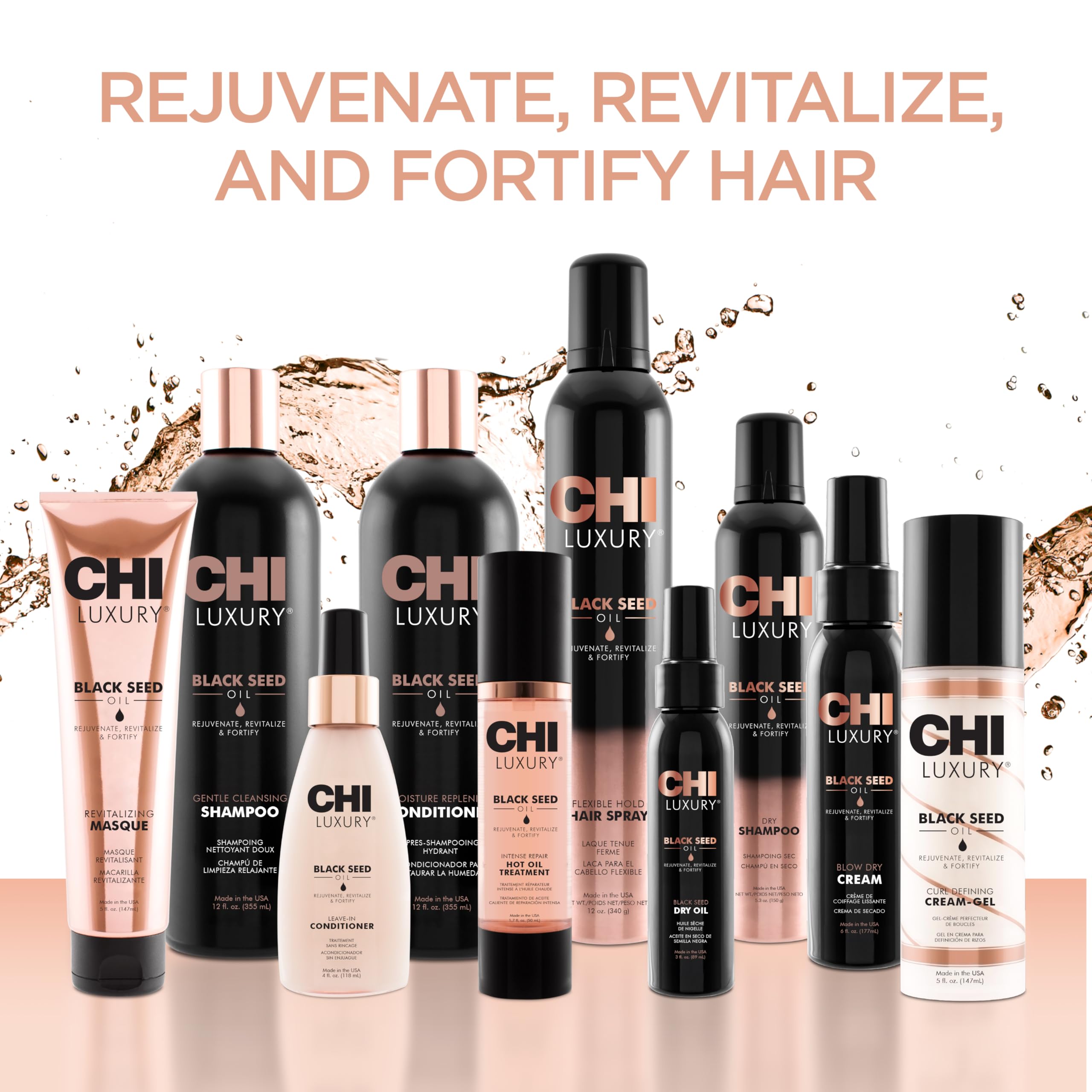 CHI Luxury Black Seed Oil intense repair treatment ready for at-home spa routines.