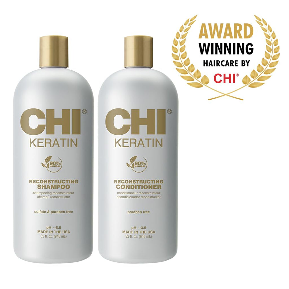 CHI Moisturize It Duo bottle side label highlights sulfate-free and paraben-free formula