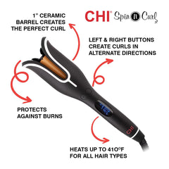 CHI Spin N Curl digital display helps choose perfect temperature.