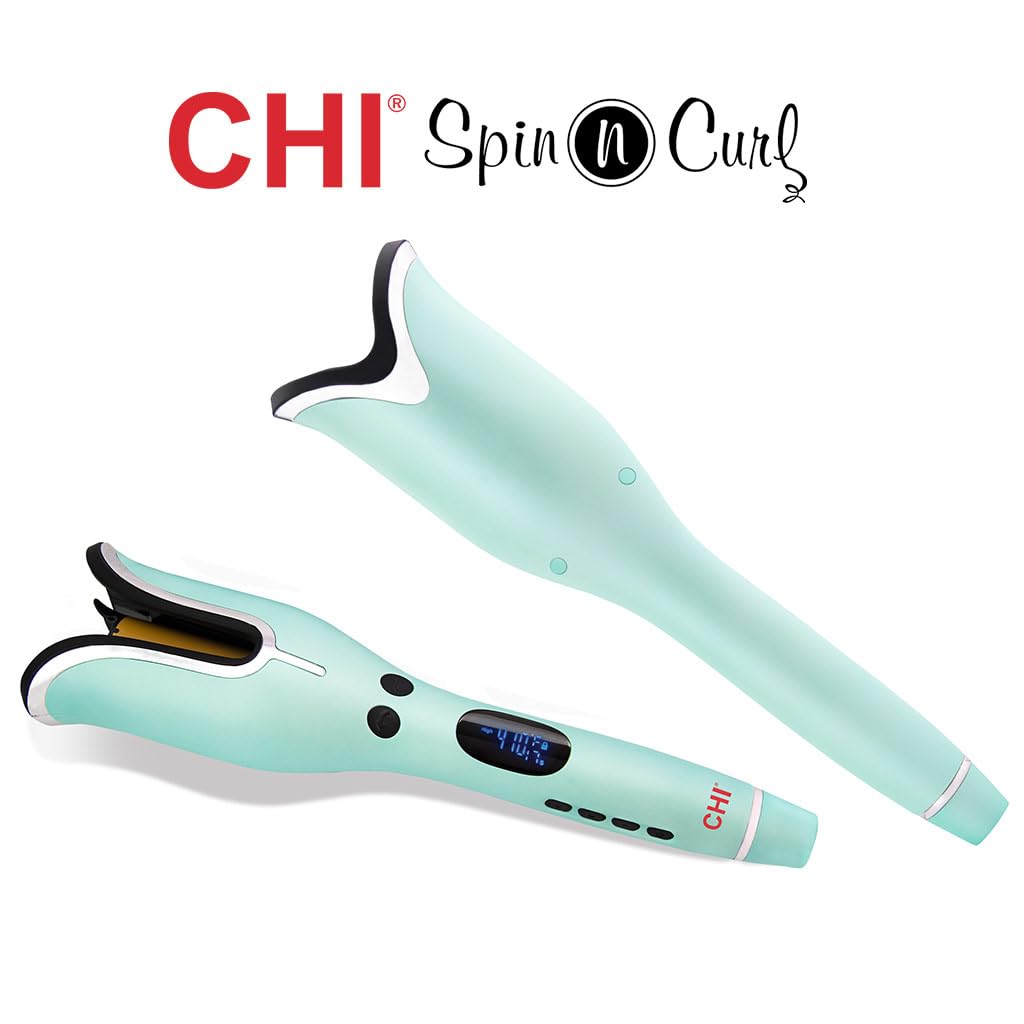 CHI Spin N Curl mint green packaging highlights design and setup