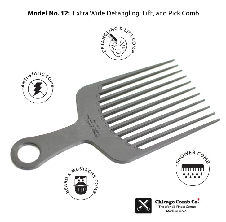 Chicago Comb Model 12 carbon fiber pick durable anti-static performance