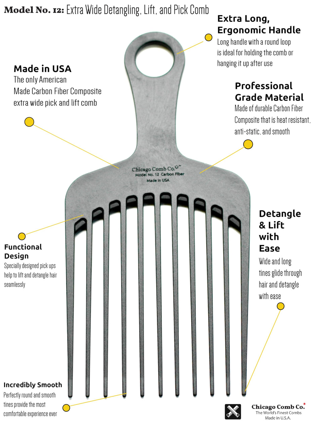 Chicago Comb Model 12 carbon fiber pick in shower resists warping