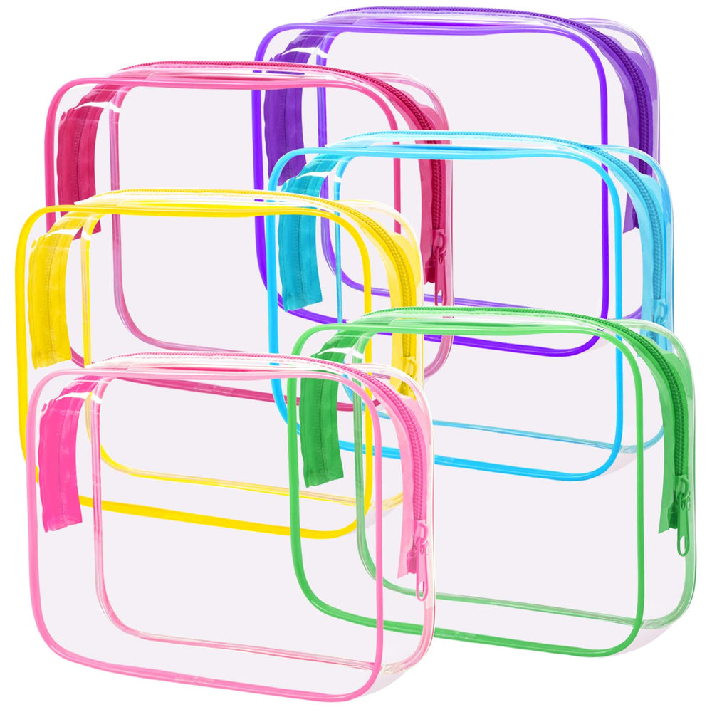 CHICAUP six-pack clear makeup bags front view for easy carry-on organization