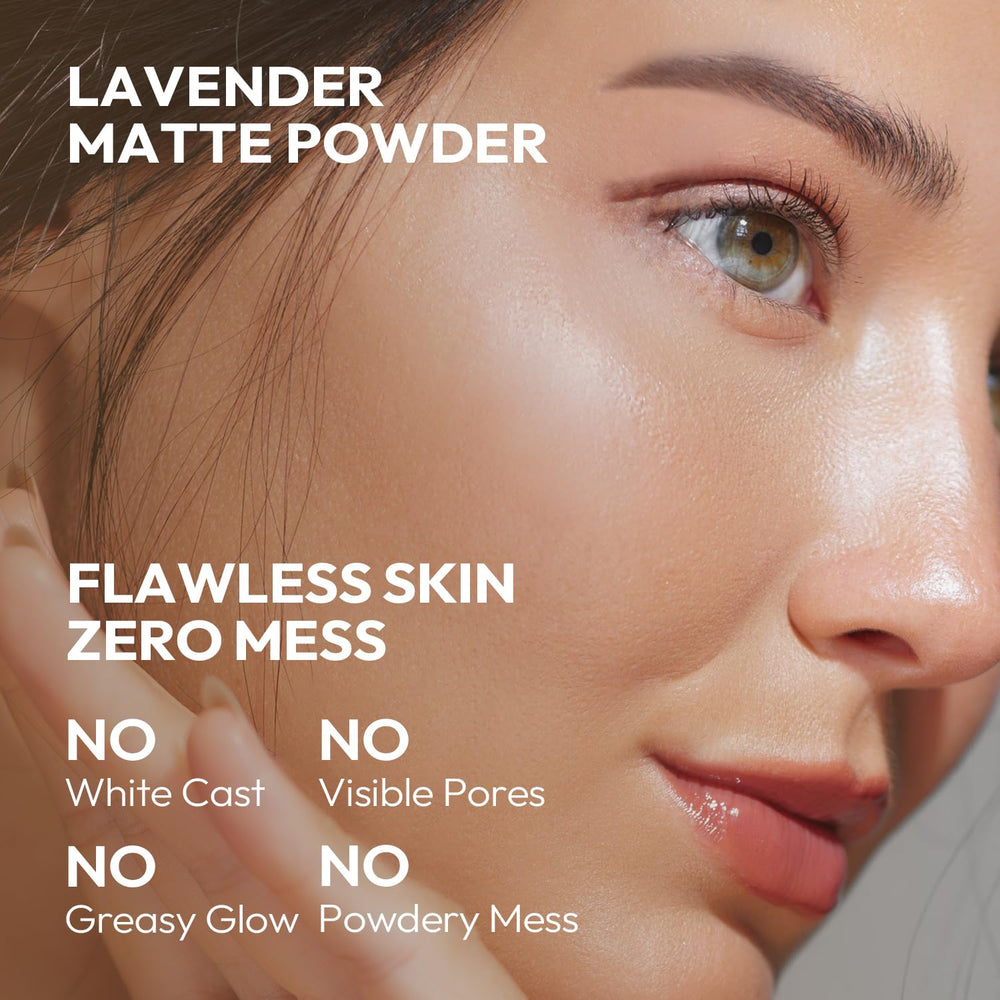 Chillab Lavender Matte Powder swatch on skin shows seamless blend and matte finish.