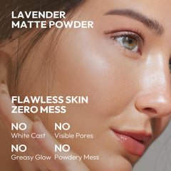 Chillab Lavender Matte Powder swatch on skin shows seamless blend and matte finish.