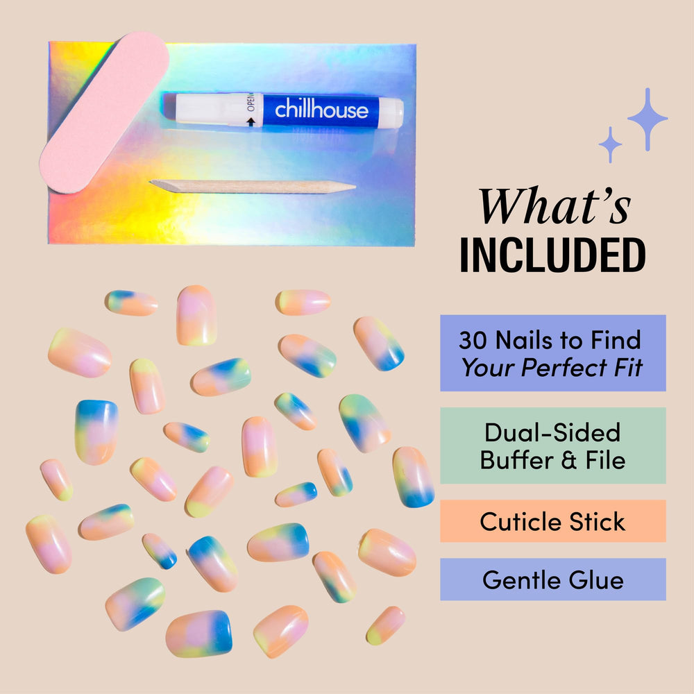 Chill Tips glue application scene showing lasting hold