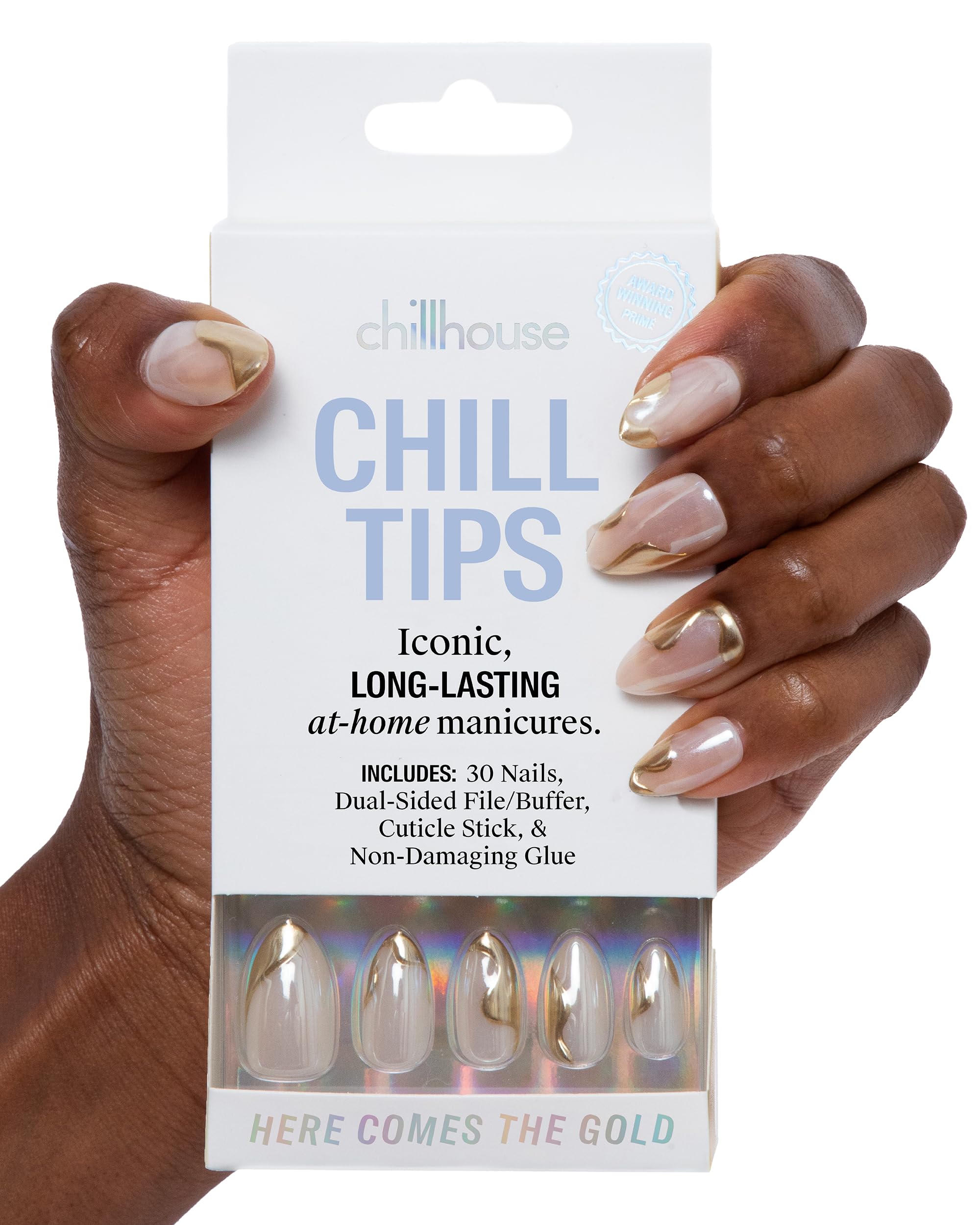 Chillhouse Chill Tips Here Comes The Gold Oval Nails Kit enables quick at-home manicure