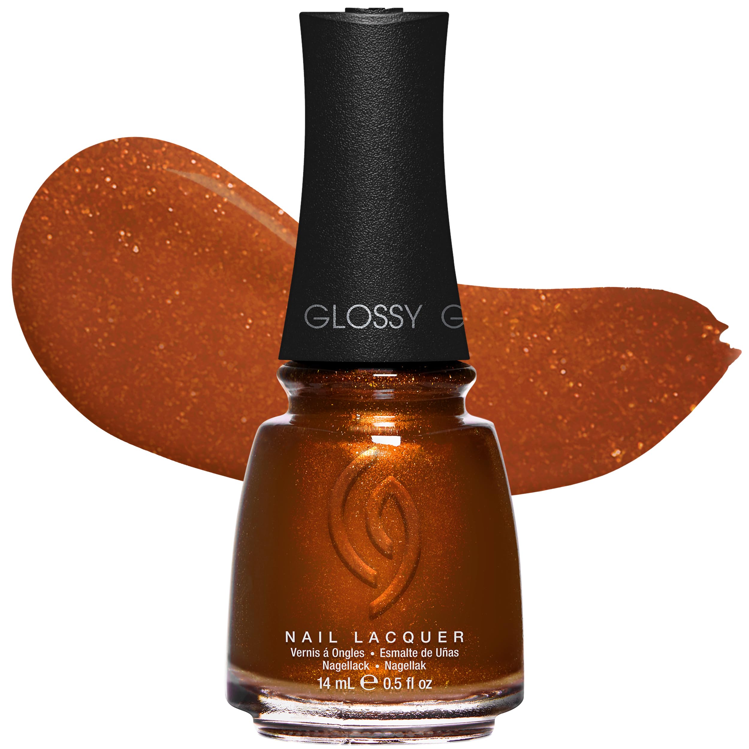 China Glaze Golden Acorn mani-inspo image showcases a warm copper bronze look.
